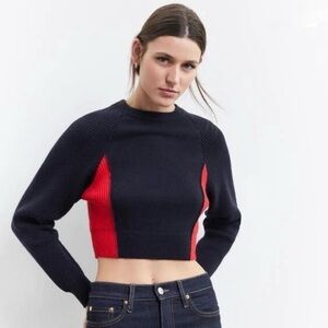 Navy & Red Zara Cropped Sweater NWOT